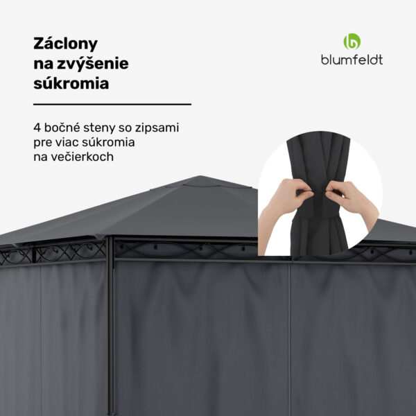 Blumfeldt Mondo, záhradný altánok, párty stan, oceľ, polyester, tmavosivý