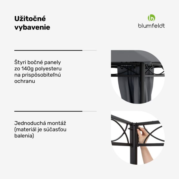 Blumfeldt Mondo, záhradný altánok, párty stan, oceľ, polyester, tmavosivý - Image 2