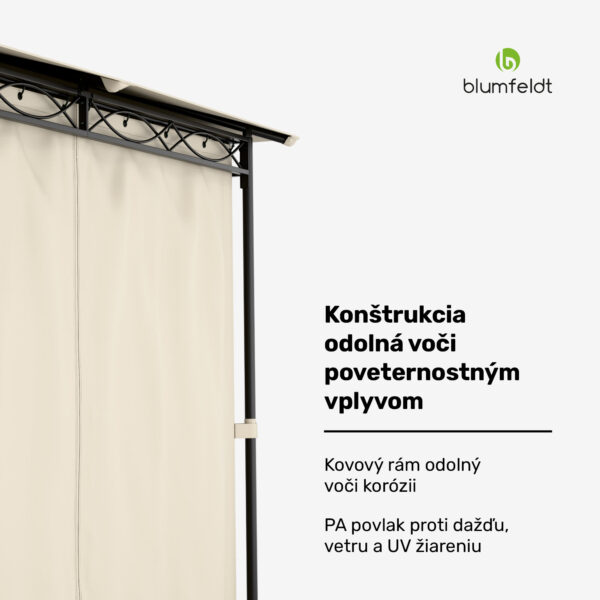 Blumfeldt Mondo, záhradný altánok, párty stan, 295 x 262 x 295, oceľ, polyester, béžový - Image 3