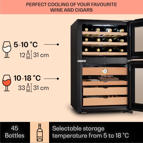 Klarstein El Dorado 108, humidor a chladnička na víno, 108 l, LED, dotykový displej