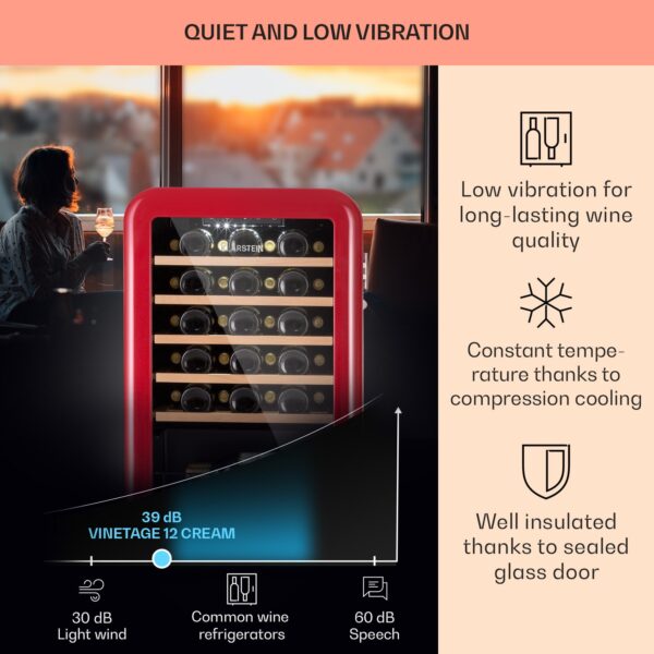 Klarstein Vintage 49 Uno, chladnička na víno, 110 l, 49 fl., 4-22 °C, Retro