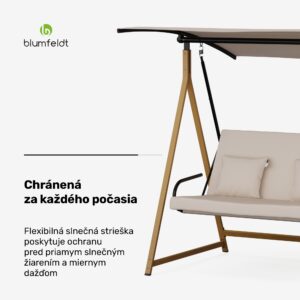 Blumfeldt ZenGrove, hollywoodska hojdačka, 2-miestna, individuálne nastaviteľná, oceľ s práškovou povrchovou úpravou, odolná voči poveternostným vplyvom
