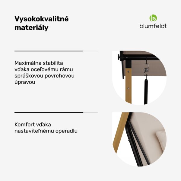 Blumfeldt ZenGrove, hollywoodska hojdačka, 2-miestna, individuálne nastaviteľná, oceľ s práškovou povrchovou úpravou, odolná voči poveternostným vplyvom - Image 2