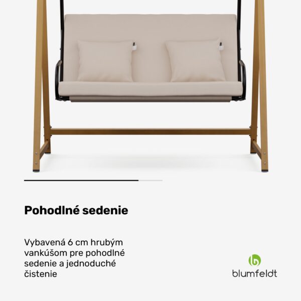 Blumfeldt ZenGrove, hollywoodska hojdačka, 2-miestna, individuálne nastaviteľná, oceľ s práškovou povrchovou úpravou, odolná voči poveternostným vplyvom - Image 3