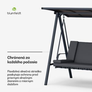 Blumfeldt LuxeLounge, hollywoodska hojdačka, 3-miestna, individuálne nastaviteľná, oceľ s práškovou povrchovou úpravou, odolná voči poveternostným vplyvom