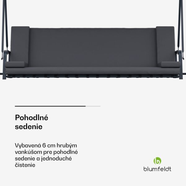 Blumfeldt LuxeLounge, hollywoodska hojdačka, 3-miestna, individuálne nastaviteľná, oceľ s práškovou povrchovou úpravou, odolná voči poveternostným vplyvom - Image 3