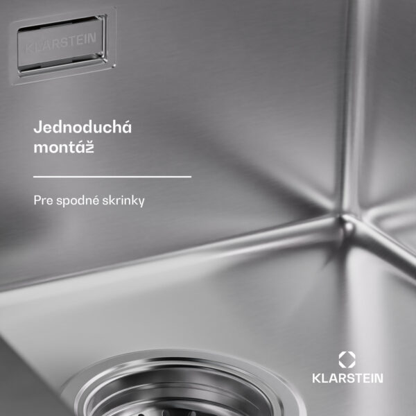 Klarstein TitanSteel Kuchynský drez 45 x 39 cm (DxŠ) s povrchom odolný voči hrdzi, poškriabaniu a teplu - Image 3