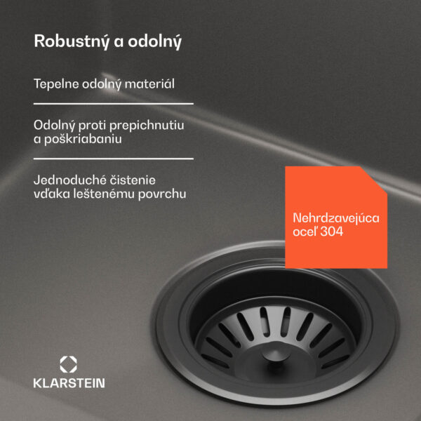 Klarstein TitanSteel kuchynský drez s odkvapkávačom, 79 x 44 cm, nehrdzavejúca oceľ, odolný voči poškriabaniu, odolný voči teplu