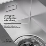 Klarstein TitanSteel kuchynský drez s odkvapkávačom, 100 x 45 cm, 2 umývadlá, nehrdzavejúca oceľ, odolný voči teplu - Image 3