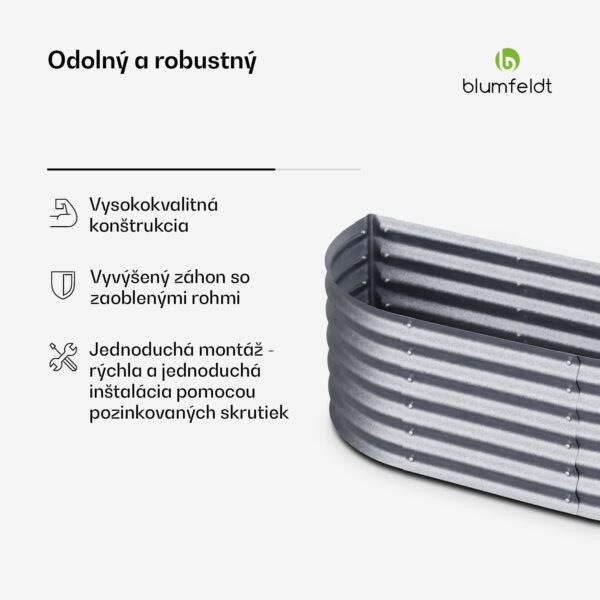 Blumfeldt High Grow Extended, vzvýšený záhon, 150x43x60 cm, z vlnitého oceľového plechu, jednoduchá montáž, odolný voči hrdzi a mrazu - Image 3