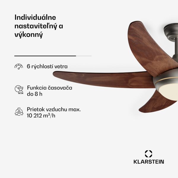 Klarstein Bolero 2 v 1 Smart, stropný ventilátor, Ø 132 cm, svetlo 55 W, diaľkové ovládanie, ovládanie cez aplikáciu, 2 smery chodu - Image 2