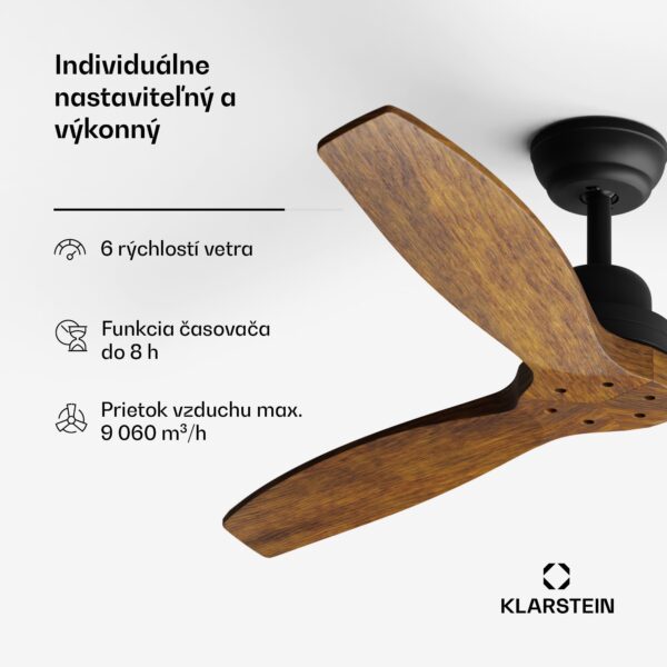 Klarstein Santa Elena 52" Smart, Ø 132 cm stropný ventilátor, 9 060 m³/h, lopatky z pravého dreva, 6 nastavení rýchlosti, diaľkové ovládanie - Image 2