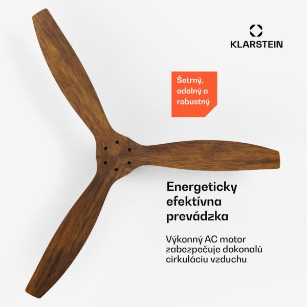 Klarstein Santa Elena 52" Smart, Ø 132 cm stropný ventilátor, 9 060 m³/h, lopatky z pravého dreva, 6 nastavení rýchlosti, diaľkové ovládanie - Image 3