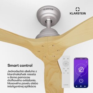 Klarstein Santa Elena Smart 52", Ø 132 cm stropný ventilátor, 9 060 m³/h, lopatky z pravého dreva, 6 nastavení rýchlosti, diaľkové ovládanie