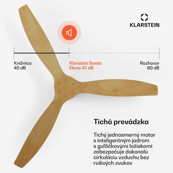 Klarstein Santa Elena Smart 52", Ø 132 cm stropný ventilátor, 9 060 m³/h, lopatky z pravého dreva, 6 nastavení rýchlosti, diaľkové ovládanie - Image 3