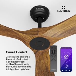 Klarstein Bahama Breeze Smart Stropný ventilátor , lopatky rotora z masívneho dreva, diaľkové ovládanie + ovládanie pomocou aplikácie