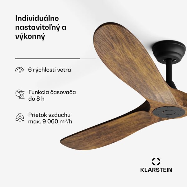 Klarstein Bahama Breeze Smart Stropný ventilátor , lopatky rotora z masívneho dreva, diaľkové ovládanie + ovládanie pomocou aplikácie - Image 2