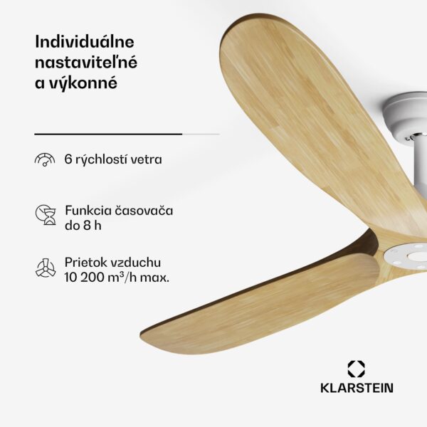 Klarstein Bahama Breeze Smart Stropný ventilátor , lopatky rotora z masívneho dreva, diaľkové ovládanie + ovládanie pomocou aplikácie - Image 2
