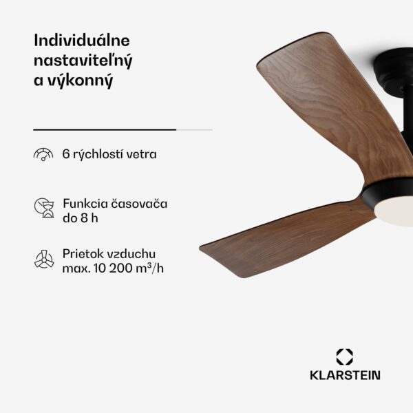 Klarstein Fiji Flow 2 v 1 Smart, stropný ventilátor, Ø 132 cm, stmievateľné LED svetlo, diaľkové ovládanie, ovládanie cez aplikáciu, 2 smery chodu - Image 2
