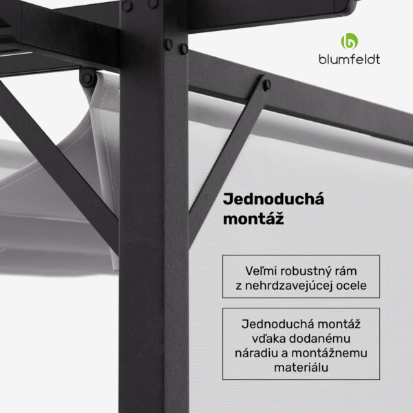 Blumfeldt Pantheon Robust, pergola, 3 x 4 m, s bočnými roletami, práškovo lakovaná oceľ odolná voči poveternostným vplyvom - Image 3