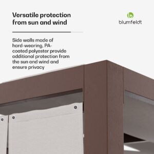 Blumfeldt Shade Cove, textilná pergola, 3 x 3 m, bočné steny, práškovo lakovaná farba, odolná voči poveternostným vplyvom
