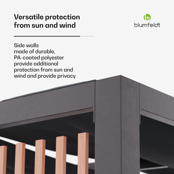 Blumfeldt Shade Cove Vert, pergola, 3 x 3 m, bočné steny, práškovo lakovaná farba, odolná voči poveternostným vplyvom