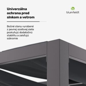 Blumfeldt Shade Cove GreenWall, pergola, 3 x 3 m, bočné steny, práškovo lakovaná farba, odolná voči poveternostným vplyvom