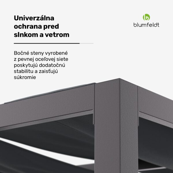 Blumfeldt Shade Cove GreenWall, pergola, 3 x 3 m, bočné steny, práškovo lakovaná farba, odolná voči poveternostným vplyvom