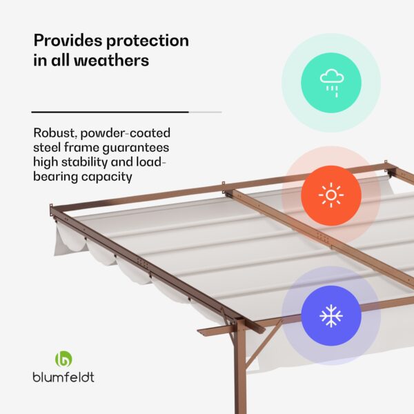 NA Blumfeldt Pantheon Wall Pergola, nástenná pergola, 3 x 3 m, práškovo lakovná oceľ, odolná voči poveternostným vplyvom - Image 2