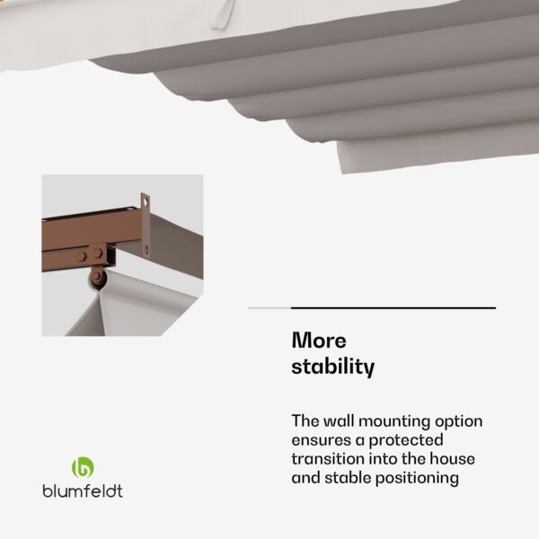 NA Blumfeldt Pantheon Wall Pergola, nástenná pergola, 3 x 3 m, práškovo lakovná oceľ, odolná voči poveternostným vplyvom - Image 3