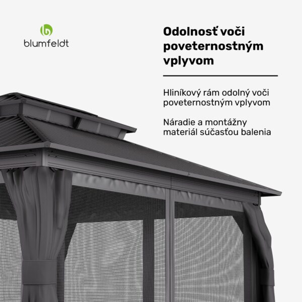Blumfeldt ShadeFortress, altánok, 4 x 3 m, pozinkovaná oceľová strecha, chráni pred slnkom, dažďom a vetrom - Image 3