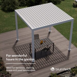 Blumfeldt LuminaHaven, altánok, 3 x 3 m, pozinkovaná oceľová strecha s lamelami, chráni pred slnkom, dažďom a vetrom