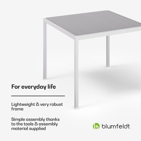 Blumfeldt LuminaHaven, altánok, 3 x 3 m, pozinkovaná oceľová strecha s lamelami, chráni pred slnkom, dažďom a vetrom - Image 3