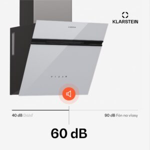 Klarstein Alina digestor, 40 cm, 538 m³/h, LED displej, Ambietné osvetlenie, Sklenená predná strana, EEK A