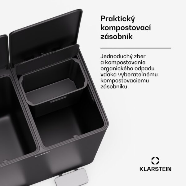 Klarstein EcoVista, odpadkový kôš s kompostérom, 40 l + 3 l/kôš + kompostér, Soft-Close