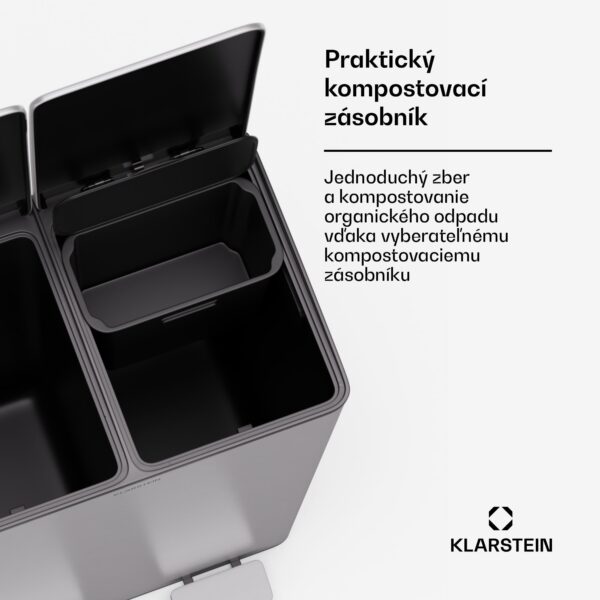 Klarstein EcoVista, odpadkový kôš s kompostérom, 60 l + 3 l/kôš + kompostér, Soft-Close