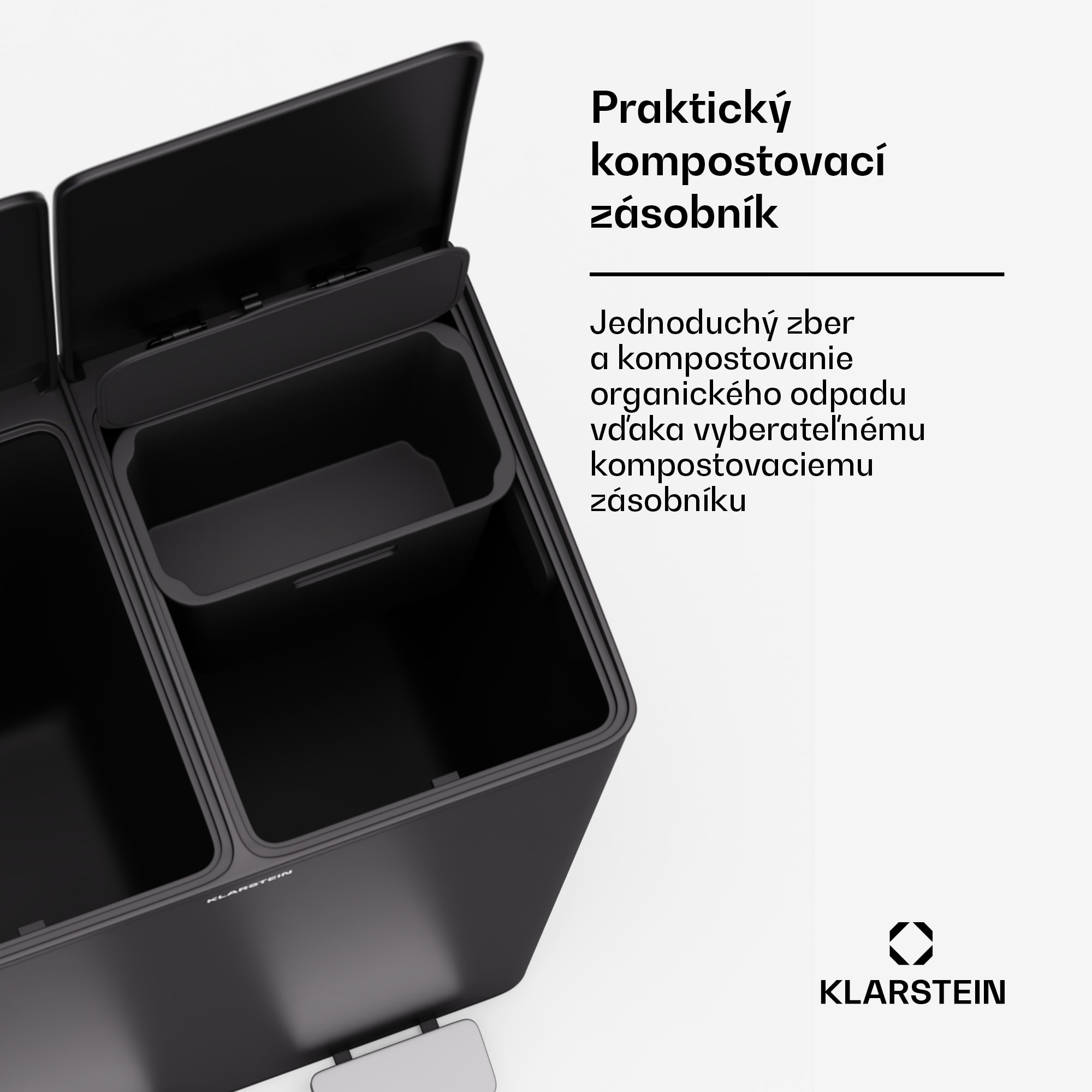 Klarstein EcoVista, odpadkový kôš s kompostérom, 60 l + 3 l/kôš + kompostér, Soft-Close