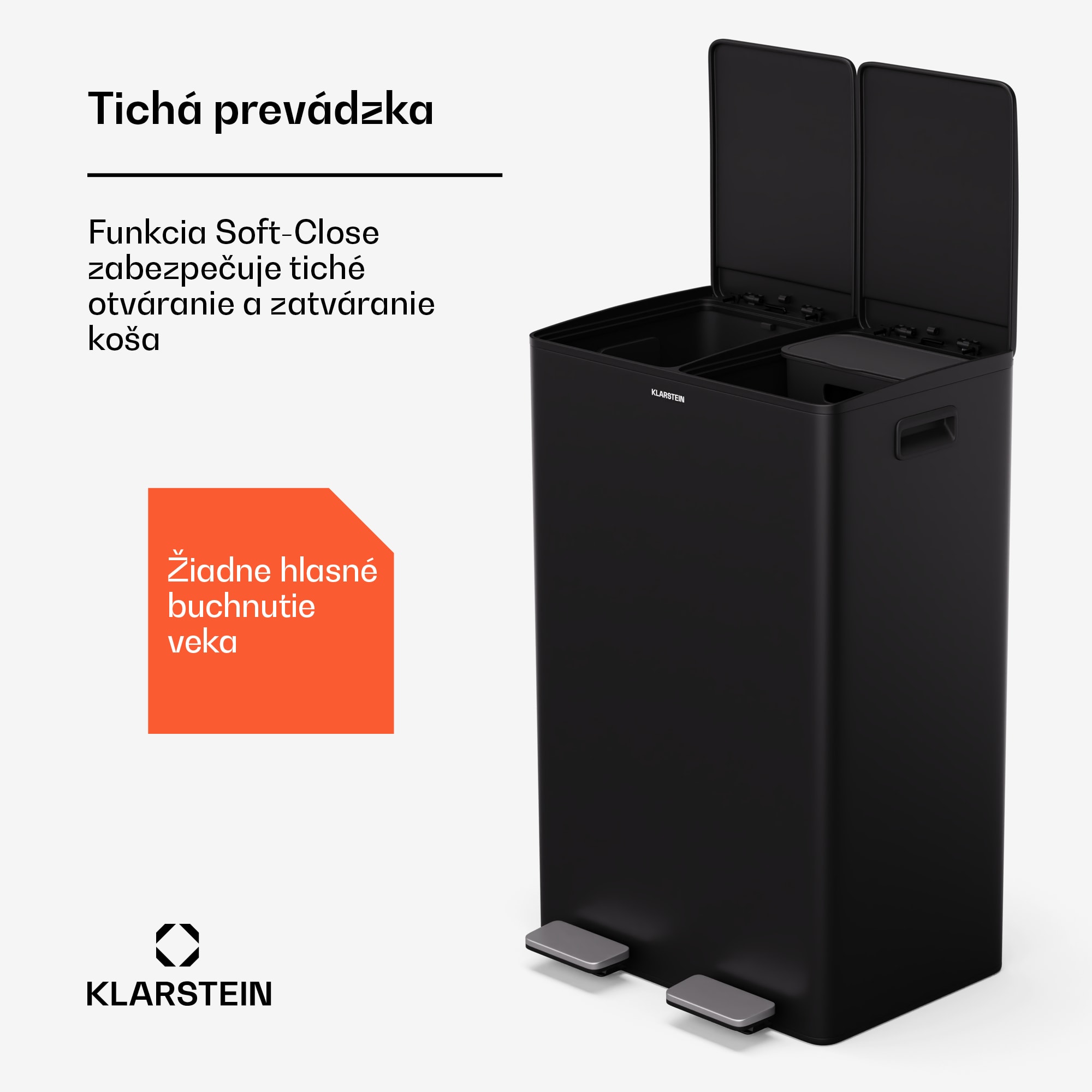 Klarstein EcoVista, odpadkový kôš s kompostérom, 60 l + 3 l/kôš + kompostér, Soft-Close – Obrázok 2