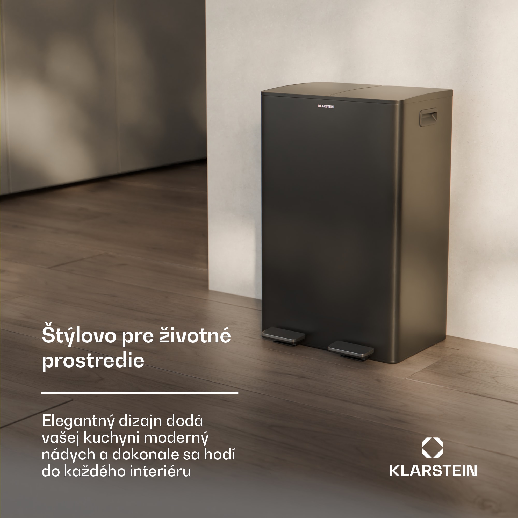 Klarstein EcoVista, odpadkový kôš s kompostérom, 60 l + 3 l/kôš + kompostér, Soft-Close – Obrázok 3