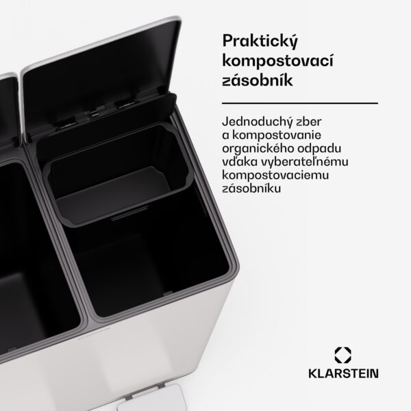 Klarstein EcoVista, odpadkový kôš s kompostérom, 60 l + 3 l/kôš + kompostér, Soft-Close