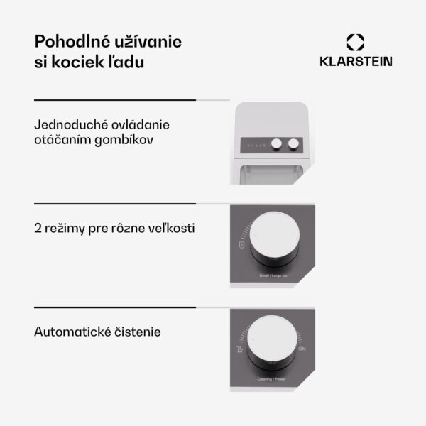 Klarstein IceCraft výrobník kociek ľadu, 2 režimy, 1,3 l studenej vody, automatické čistenie, 12 kg/24 hod