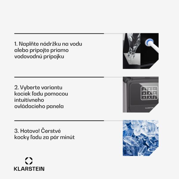 Klarstein ArcticBlend 3v1 výrobník ľadu, 20 kg/24h, Bullet Ice, Drvený ľad, Dávkovač vody - Image 2