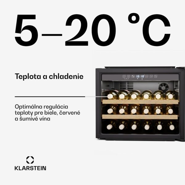 Klarstein Rhone 28 Uno chladnička na víno, 28 fliaš, LED ovládanie, push-to-open, tichá