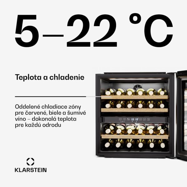 Klarstein Rhone 36 Duo chladnička na víno, 36 fliaš, LED ovládanie, push-to-open, tichá