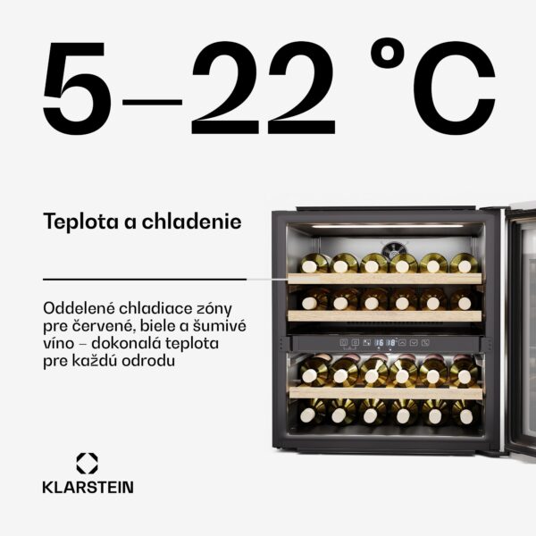 Klarstein Rhone 36 Duo chladnička na víno, 36 fliaš, LED ovládanie, push-to-open, tichá