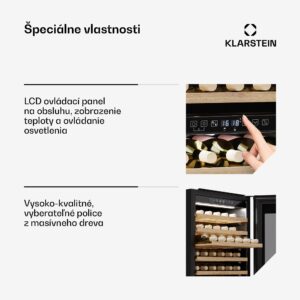 Klarstein Rhone 59 Uno chladnička na víno, 59 fliaš, LED ovládanie, push-to-open, tichá