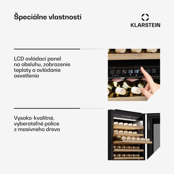 Klarstein Rhone 59 Uno chladnička na víno, 59 fliaš, LED ovládanie, push-to-open, tichá
