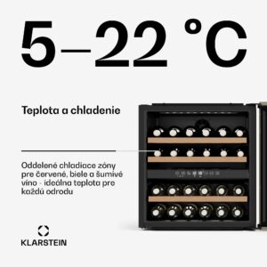 Klarstein Vinsider Victoria 36 chladnička na víno, 36 fliaš, dotyková, UV ochrana, LED, tichá, 3 police