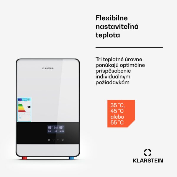 Klarstein Blaze Flow Elektrický prietokový ohrievač vody, vyhrievacie teleso z nehrdzavejúcej ocele, LED displej, 24 kW
