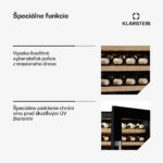 Klarstein Vinsider Duo chladnička na víno, 79 fliaš, 2 chladiace zóny, UV ochrana, 9 políc, Dotykové ovládanie - Image 2